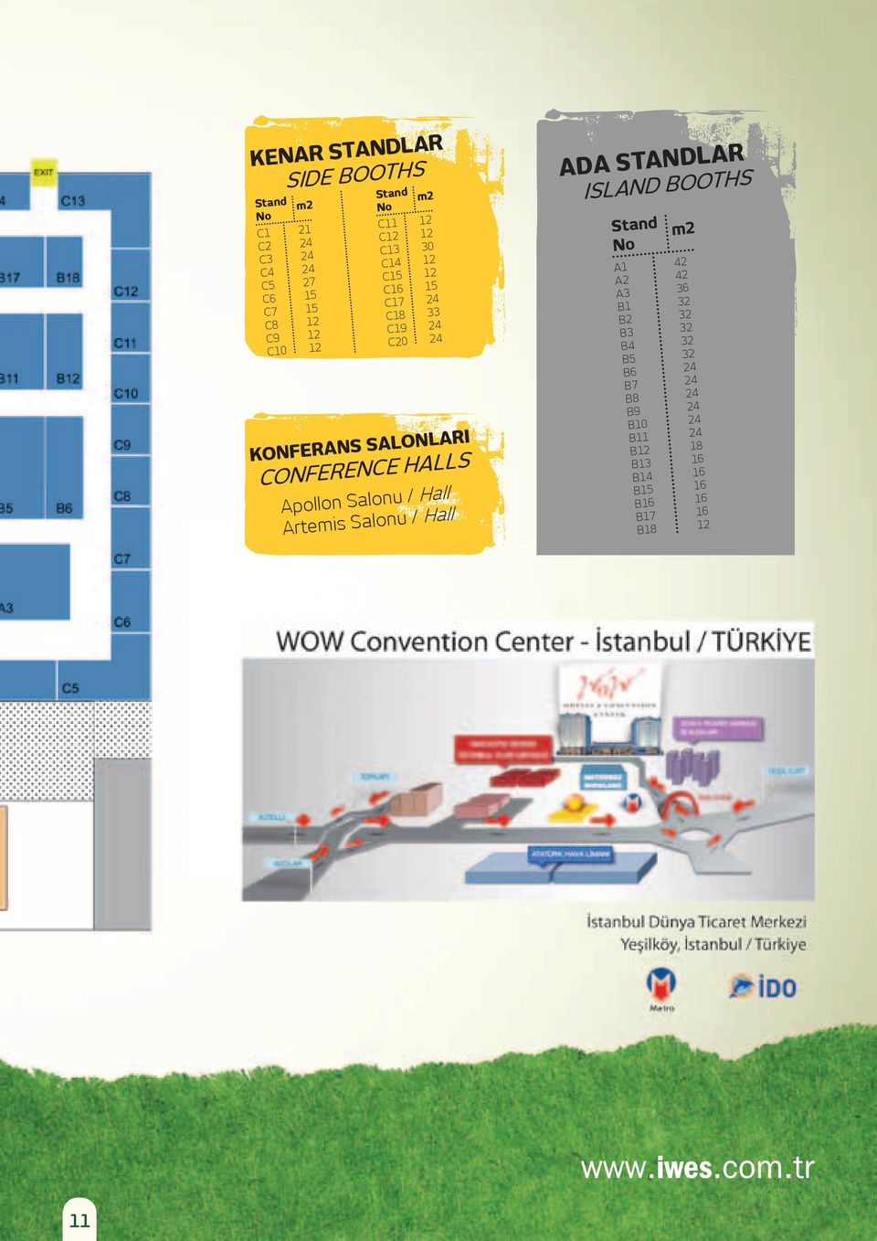 Apollon Salonu / Hall Artemis Salonu / Hall ADA STANDLAR ISLAND BOOTHS Stand No A1 A2 A3 B1 B2 B3 B4 B5 B6 B7