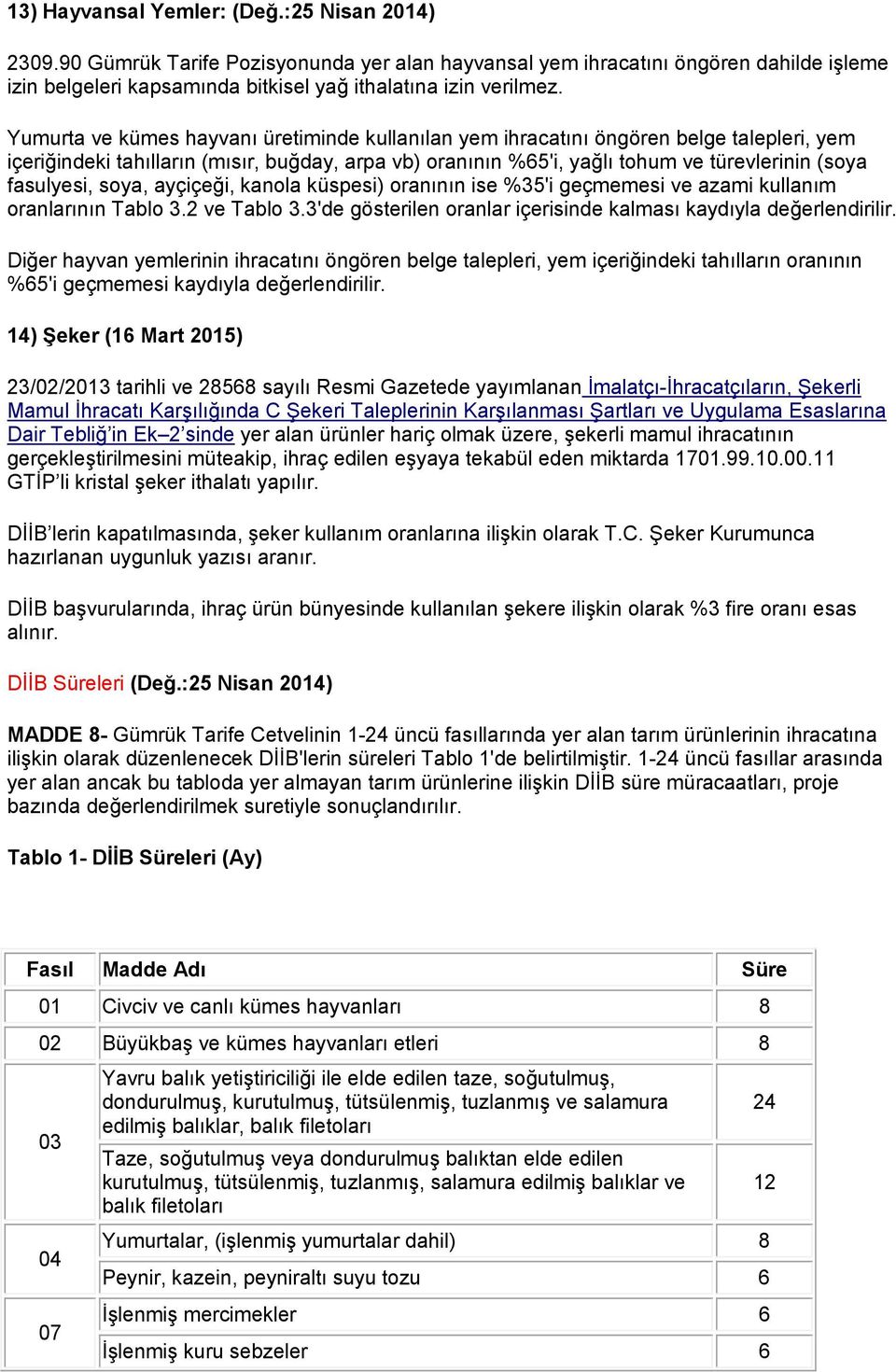 fasulyesi, soya, ayçiçeği, kanola küspesi) oranının ise %35'i geçmemesi ve azami kullanım oranlarının Tablo 3.2 ve Tablo 3.3'de gösterilen oranlar içerisinde kalması kaydıyla değerlendirilir.