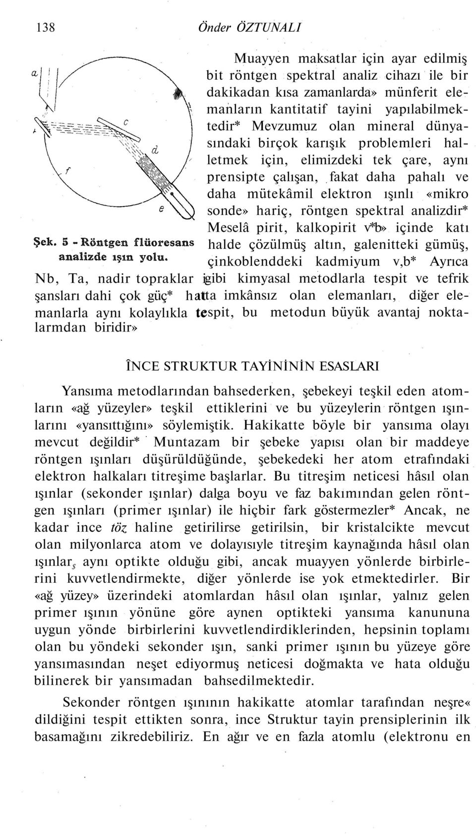 analizdir* Meselâ pirit, kalkopirit v*b» içinde katı halde çözülmüş altın, galenitteki gümüş, çinkoblenddeki kadmiyum v,b* Ayrıca Nb, Ta, nadir topraklar igibi kimyasal metodlarla tespit ve tefrik