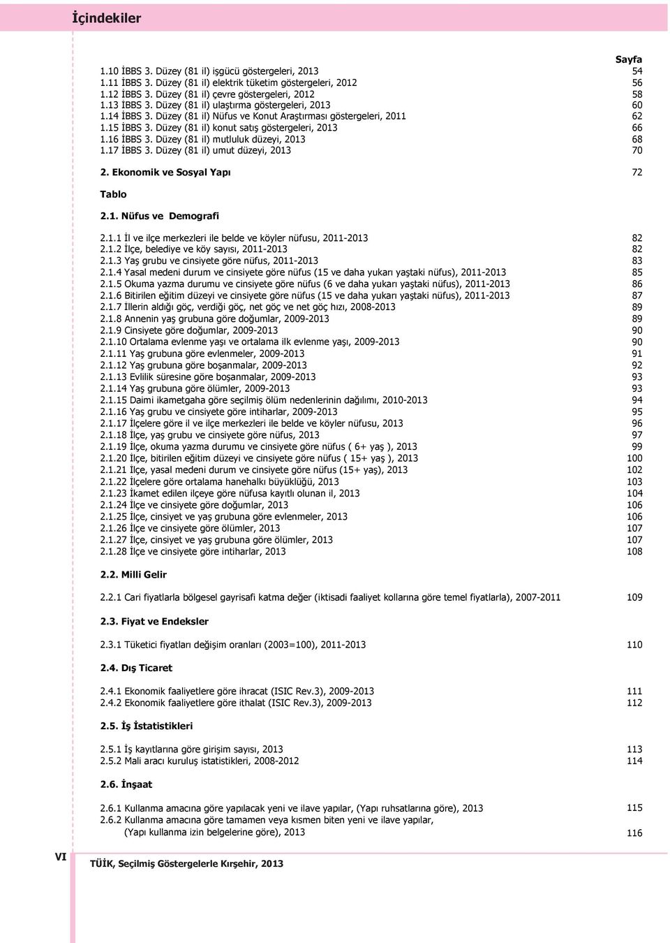 Düzey (81 il) mutluluk düzeyi, 2013 68 1.17 BBS 3. Düzey (81 il) umut düzeyi, 2013 70 2. Ekonomik ve Sosyal Yap 72 Tablo 2.1. Nüfus ve Demografi 2.1.1 l ve ilçe merkezleri ile belde ve köyler nüfusu, 2011-2013 82 2.