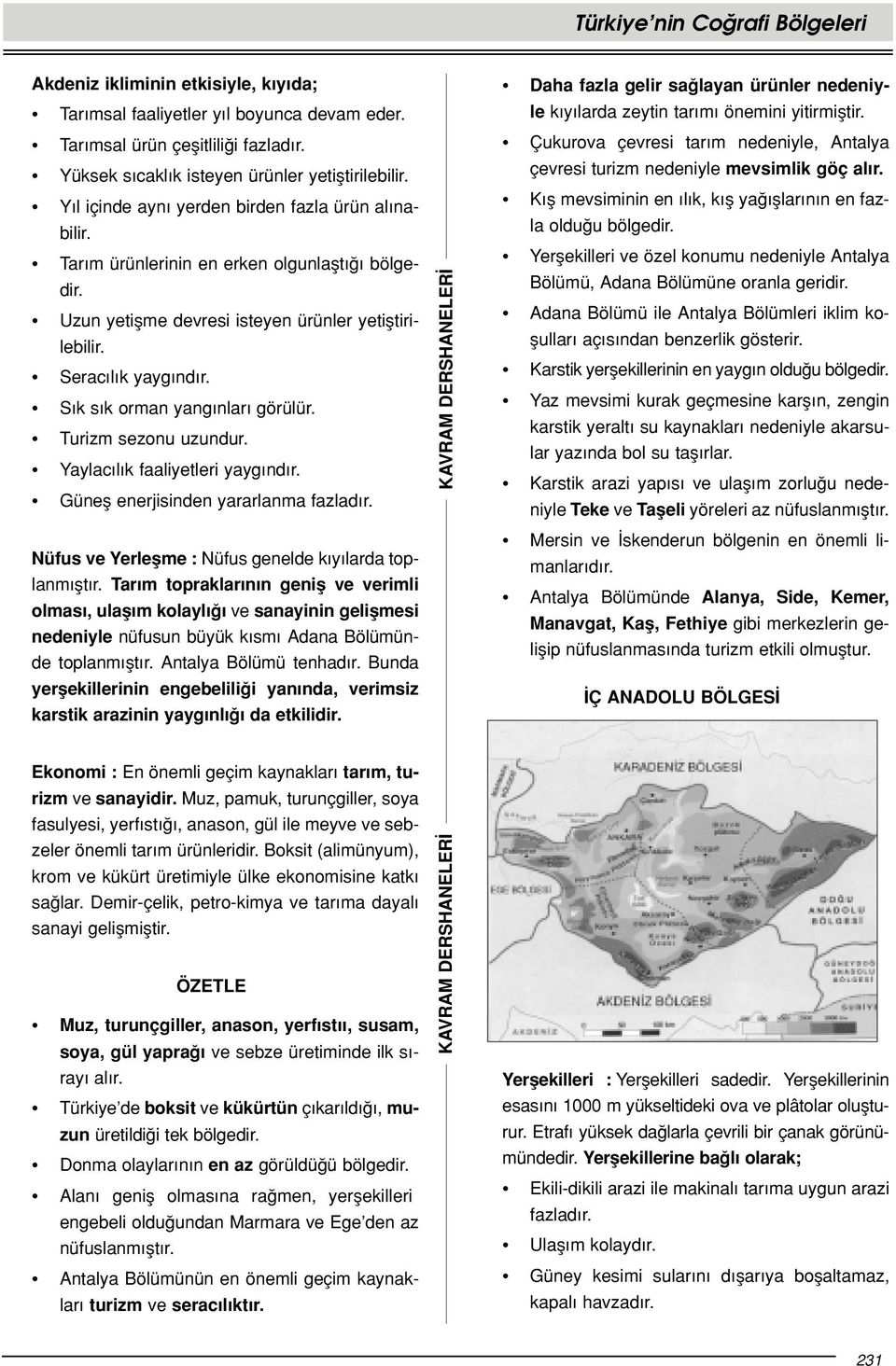 S k s k orman yang nlar görülür. Turizm sezonu uzundur. Yaylac l k faaliyetleri yayg nd r. Günefl enerjisinden yararlanma fazlad r. Nüfus ve Yerleflme : Nüfus genelde k y larda toplanm flt r.