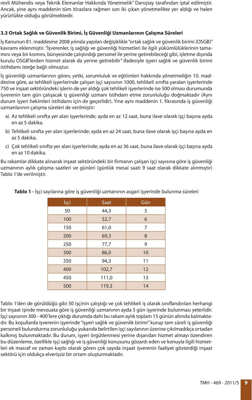 3 Ortak Sağlık ve Güvenlik Birimi, İş Güvenliği Uzmanlarının Çalışma Süreleri İş Kanunun 81. maddesine 2008 yılında yapılan değişiklikle ortak sağlık ve güvenlik birimi (OSGB) kavramı eklenmiştir.