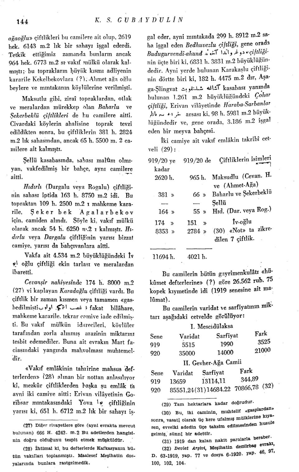 Maksutlu gibi, ziraî topraklardan, otlak ve meralardan mürekkep olan Baharlu ve ŞekerbeHii çiftlikleri de bu camilere aitti.