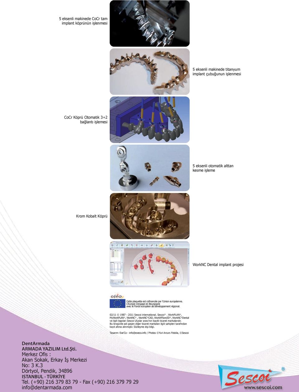 02/11 1987-2011 Sescoi international. Sescoi. WorkPLAN, MyWorkPLAN, WorkNC, WorkNC CAD, WorkXPIore3D, WorkNC Dental ve ilgili logoları Sescoi Uluslar arası nın kayıtlı ticaret markalarıdır.