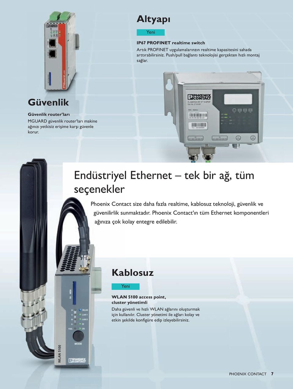 Endüstriyel Ethernet tek bir ağ, tüm seçenekler Phoenix Contact size daha fazla realtime, kablosuz teknoloji, güvenlik ve güvenilirlik sunmaktadır.