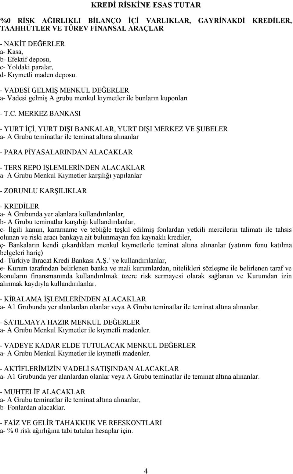 MERKEZ BANKASI - YURT ĠÇĠ, YURT DIġI BANKALAR, YURT DIġI MERKEZ VE ġubeler a- A Grubu teminatlar ile teminat altına alınanlar - PARA PĠYASALARINDAN ALACAKLAR - TERS REPO ĠġLEMLERĠNDEN ALACAKLAR a- A