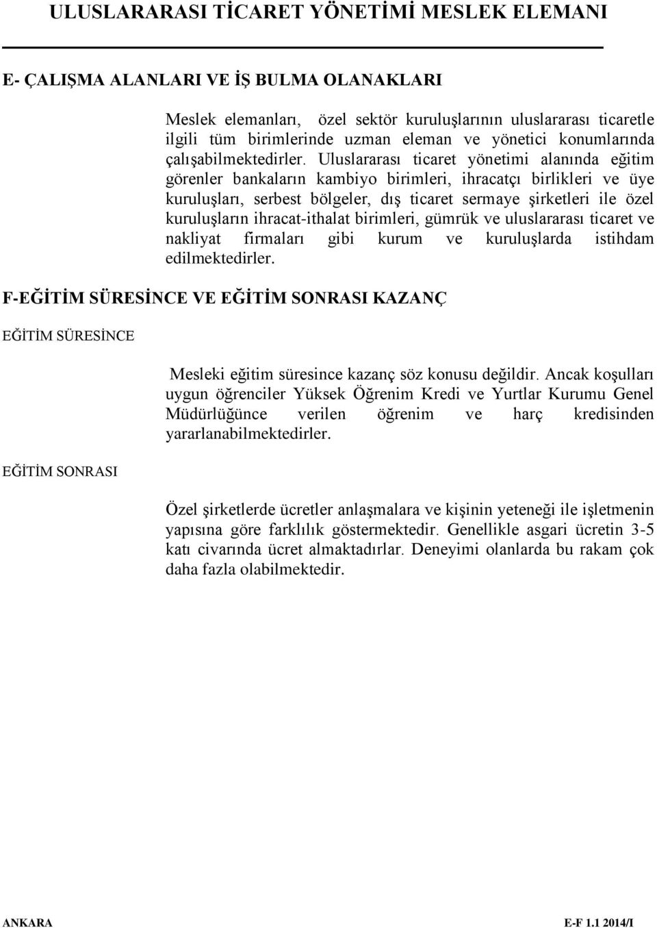 ihracat-ithalat birimleri, gümrük ve uluslararası ticaret ve nakliyat firmaları gibi kurum ve kuruluşlarda istihdam edilmektedirler.