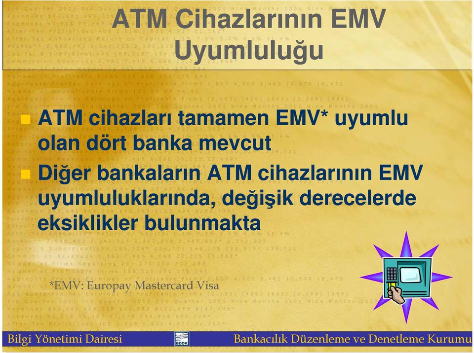 ATM cihazlarının EMV uyumluluklarında, değişik