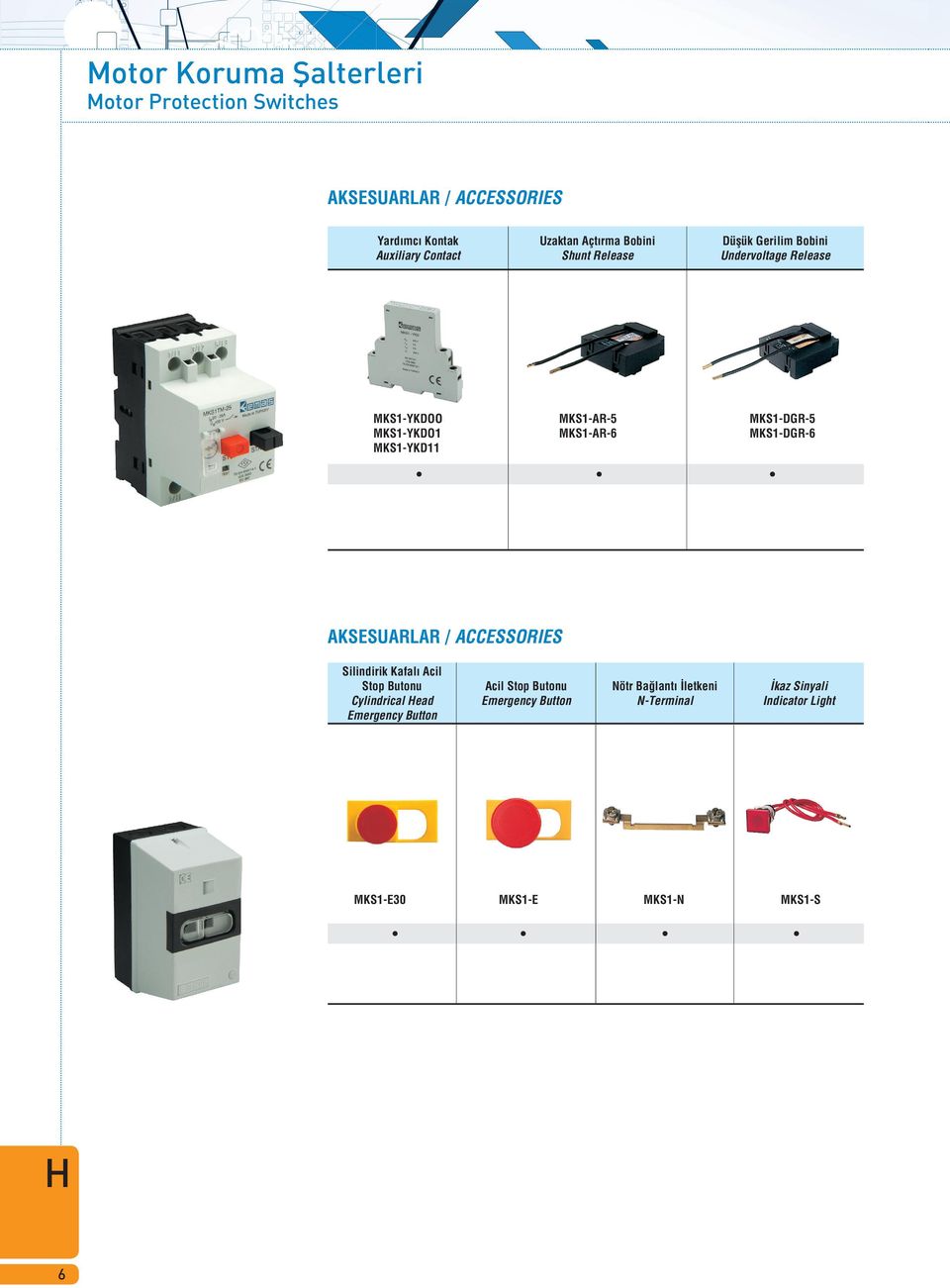 MKS1-YKD11 AKSESUARLAR / ACCESSORIES Silindirik Kafal Acil Stop Butonu Cylindrical ead Emergency Button Acil Stop