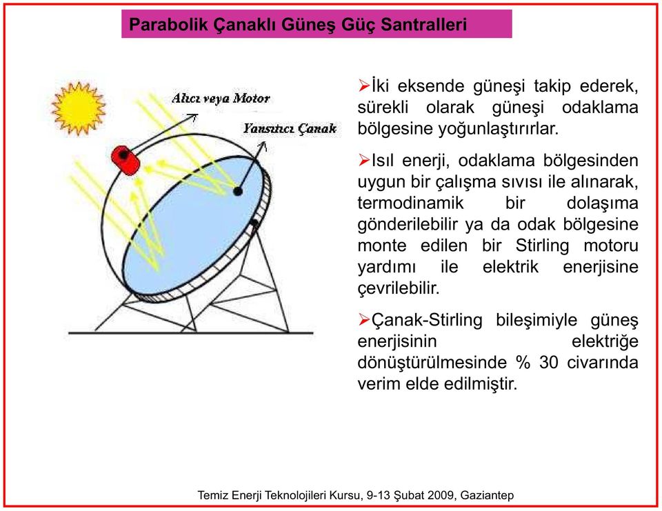 l Is l enerji, odaklama bölgesinden uygun bir çal ma s v s ile al narak, termodinamik bir dola ma gönderilebilir