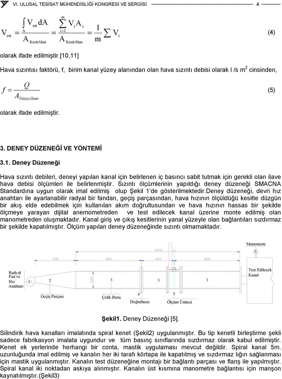 Sızıntı ölçümlerinin yapıldığı deney düzeneği SMACNA Standardına uygun olarak imal edilmiş olup Şekil 1 de gösterilmektedir.