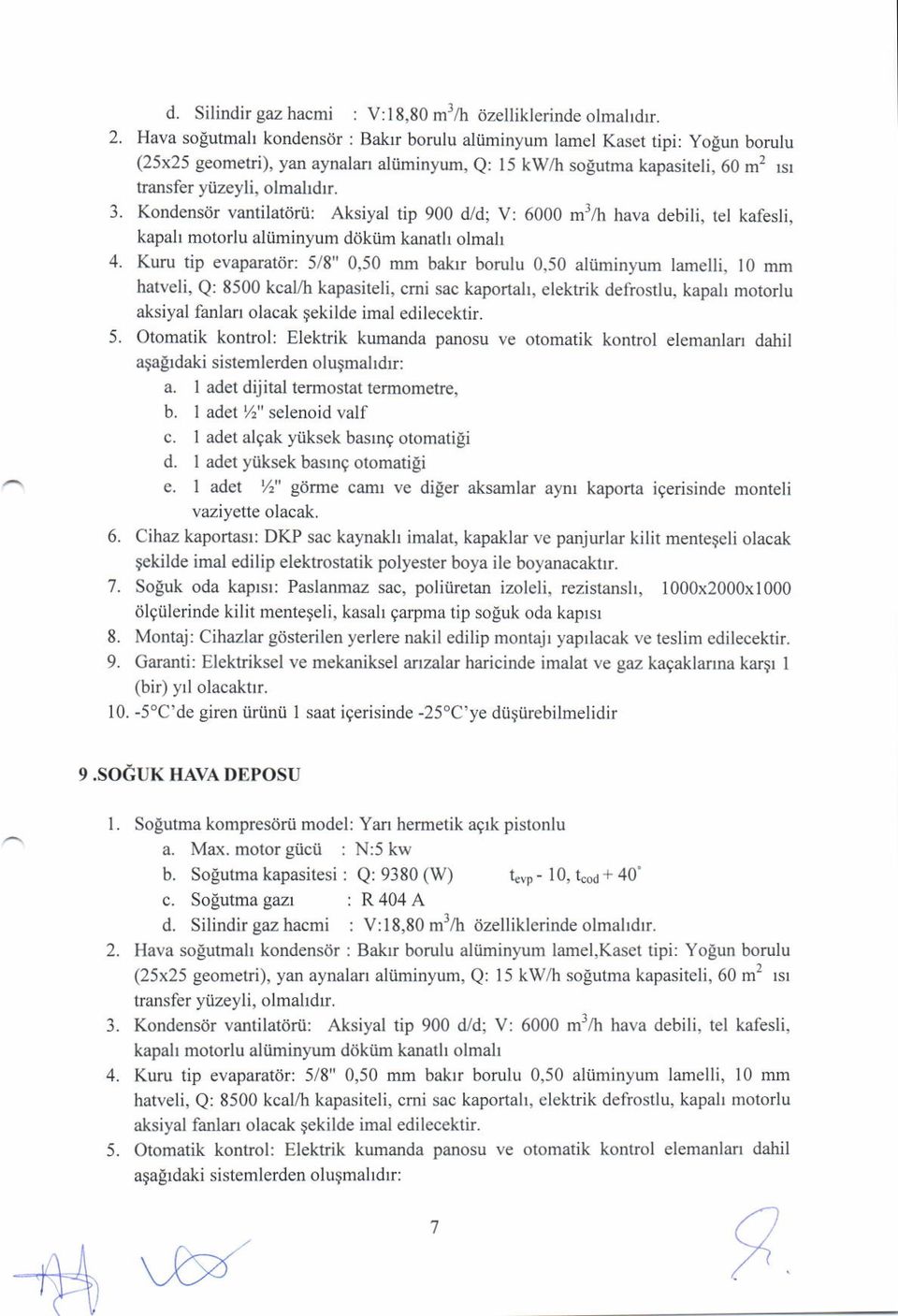 Kondens<jr vantilattirii: Aksiyal tip 900 d/d; V: 6000 mr,4r hava debili. tel kafesli. kapah motorlu aliiminyum dtiki.im kanatll olmah 4.