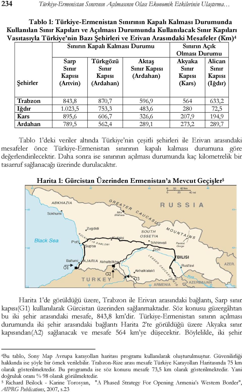 Kapısı (Ardahan) Aktaş Sınır Kapısı (Ardahan) Olması Durumu Akyaka Alican Sınır Sınır Kapısı Kapısı (Kars) (Iğdır) Trabzon 843,8 870,7 596,9 564 633,2 Iğdır 1.