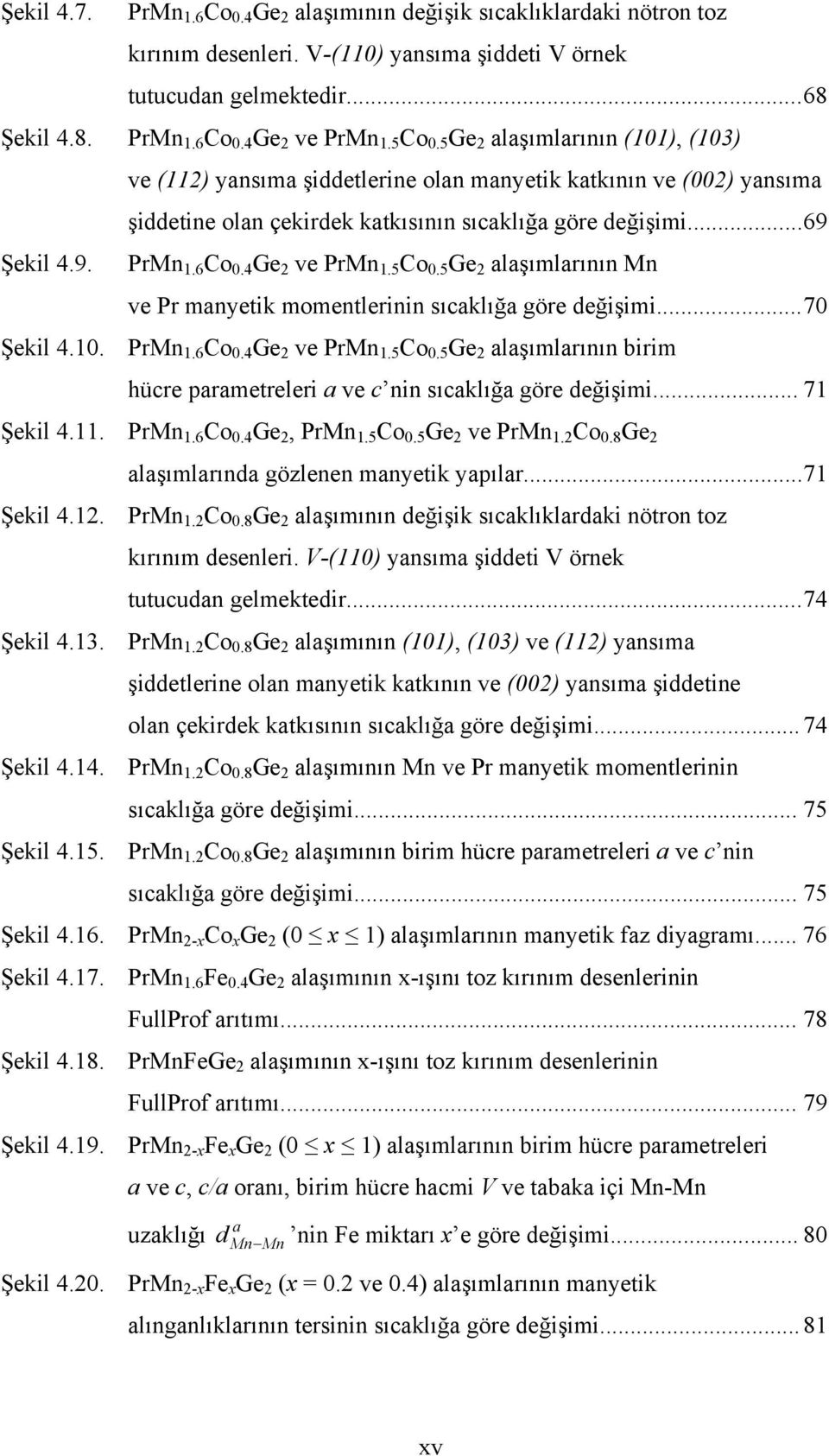 4 Ge ve PrMn 1.5 o 0.5 Ge alaşımlarının Mn ve Pr manyetik momentlerinin sıcaklığa göre değişimi... 70 Şekil 4.10. PrMn 1.6 o 0.4 Ge ve PrMn 1.5 o 0.5 Ge alaşımlarının birim hücre parametreleri a ve c nin sıcaklığa göre değişimi.