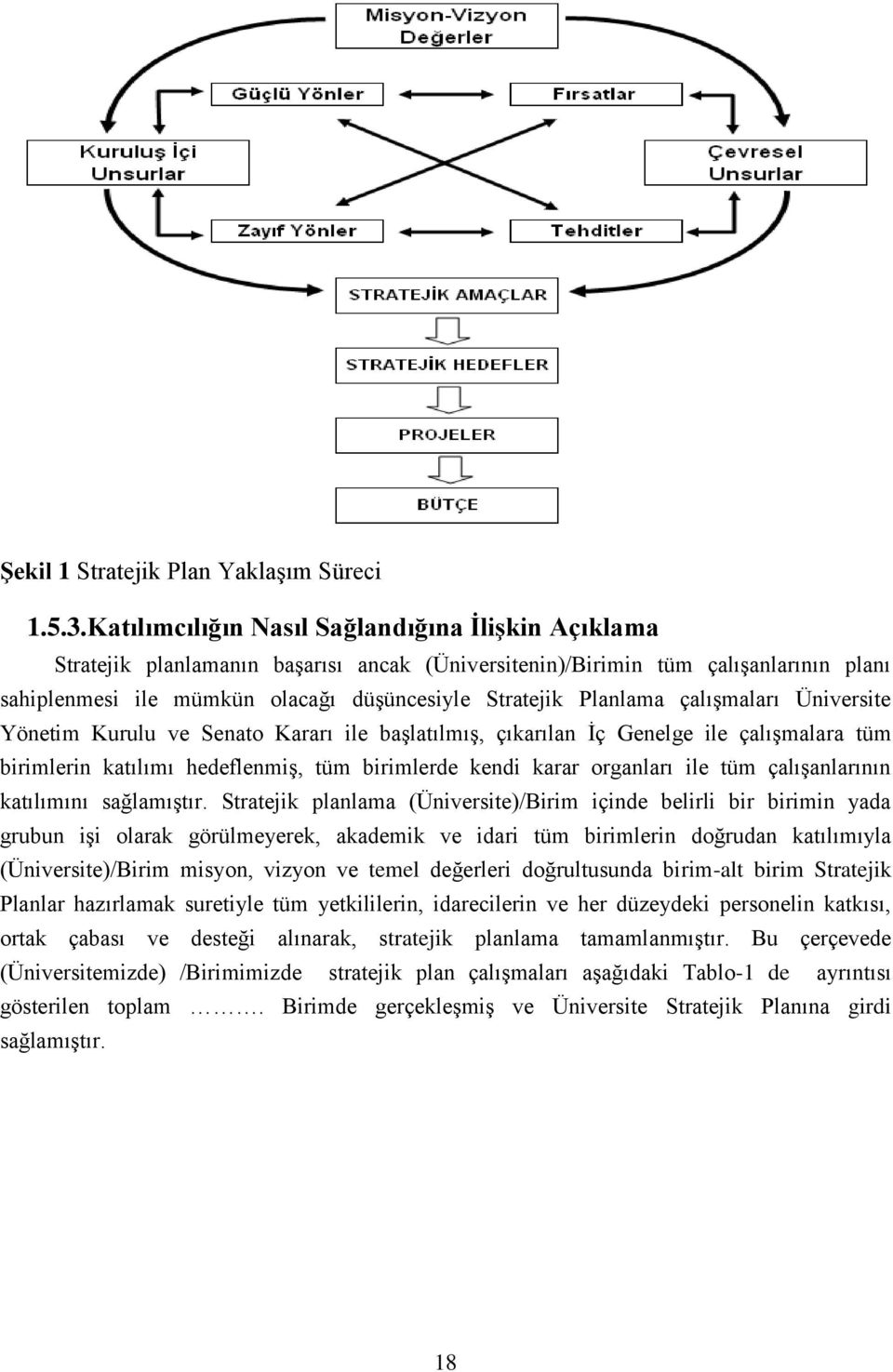 Planlama çalışmaları Üniversite Yönetim Kurulu ve Senato Kararı ile başlatılmış, çıkarılan İç Genelge ile çalışmalara tüm birimlerin katılımı hedeflenmiş, tüm birimlerde kendi karar organları ile tüm