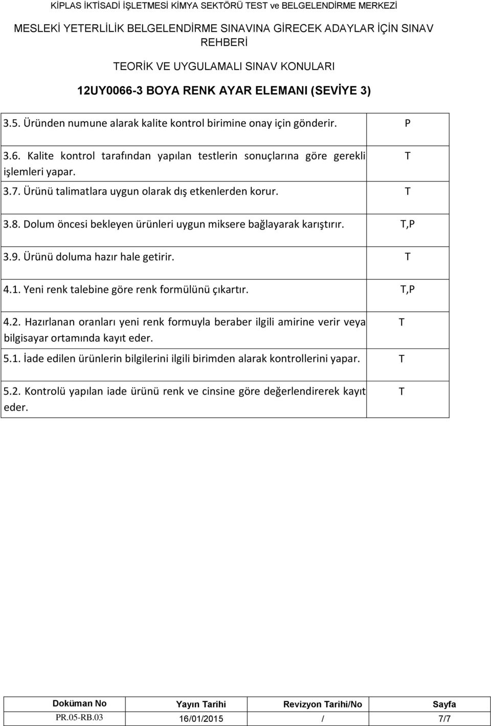 Ürünü talimatlara uygun olarak dış etkenlerden korur. 3.8. Dolum öncesi bekleyen ürünleri uygun miksere bağlayarak karıştırır.,p 3.9. Ürünü doluma hazır hale getirir. 4.1.