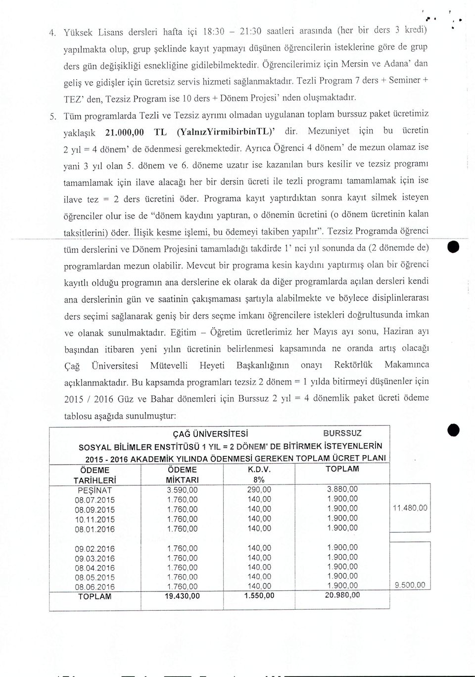 Tezl Program 7 ders + Semner + TEZ' den, Tezsz Pro gram se ıoders + Dönem Proj es' nden oluşmaktadır. 5.