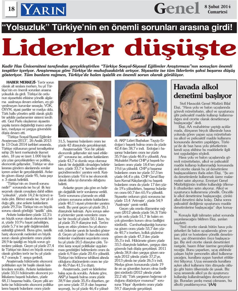 Araflt rmaya göre Türkiye de muhafazakârl k art yor. Siyasette ise tüm liderlerin flahsi baflar s düflüfl gösteriyor. Tüm bunlara ra men, Türkiye de halen iflsizlik en önemli sorun olarak görülüyor.