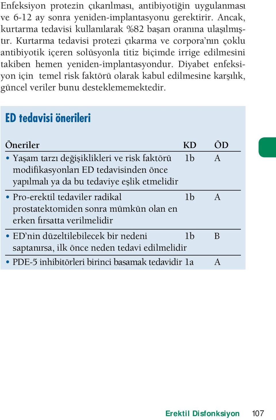 Kurtarma tedavisi protezi çkarma ve corpora nn çoklu antibiyotik içeren solüsyonla titiz biçimde irrige edilmesini takiben