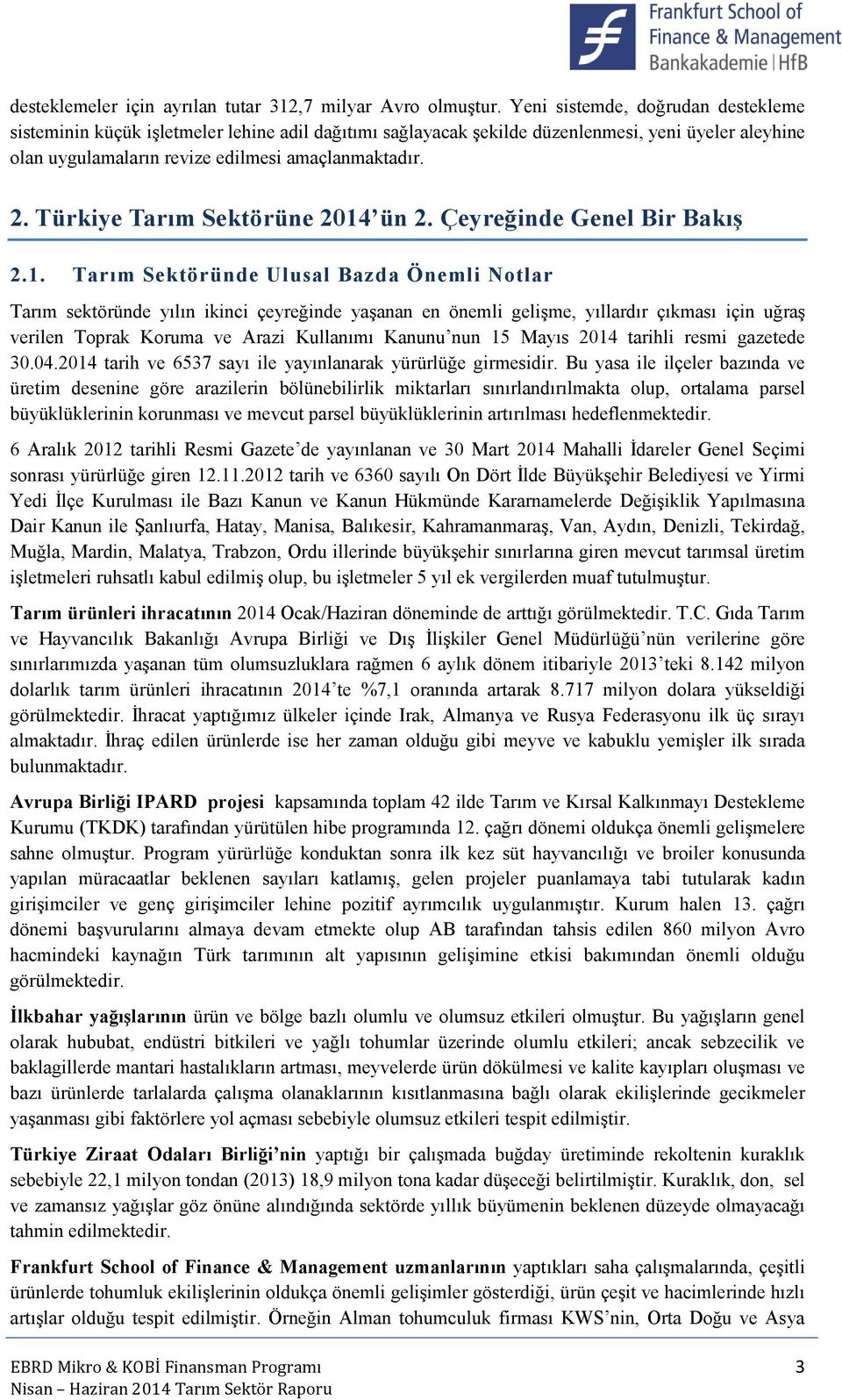 Türkiye Tarım Sektörüne 2014