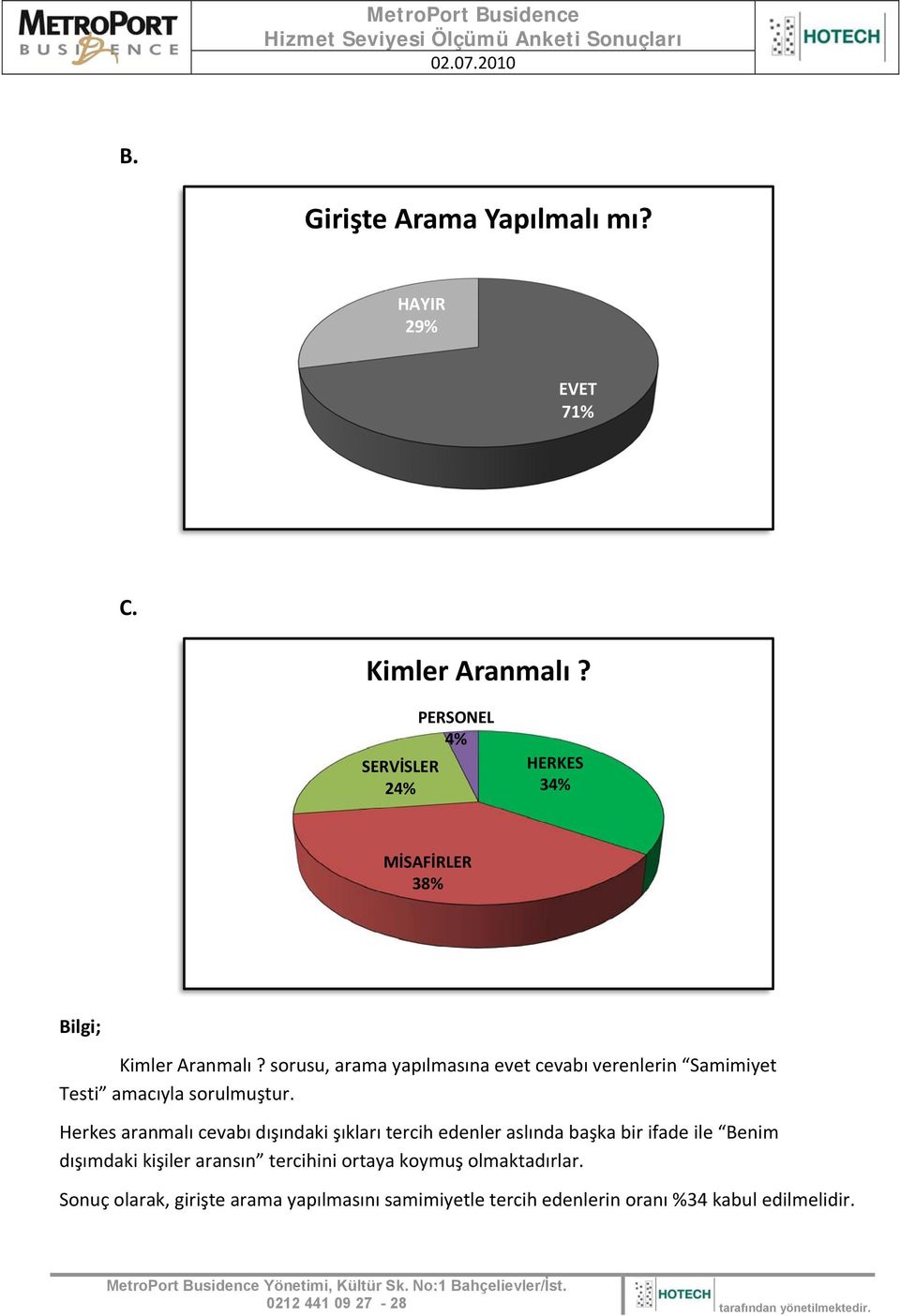 sorusu, arama yapılmasına evet cevabı verenlerin Samimiyet Testi amacıyla sorulmuştur.