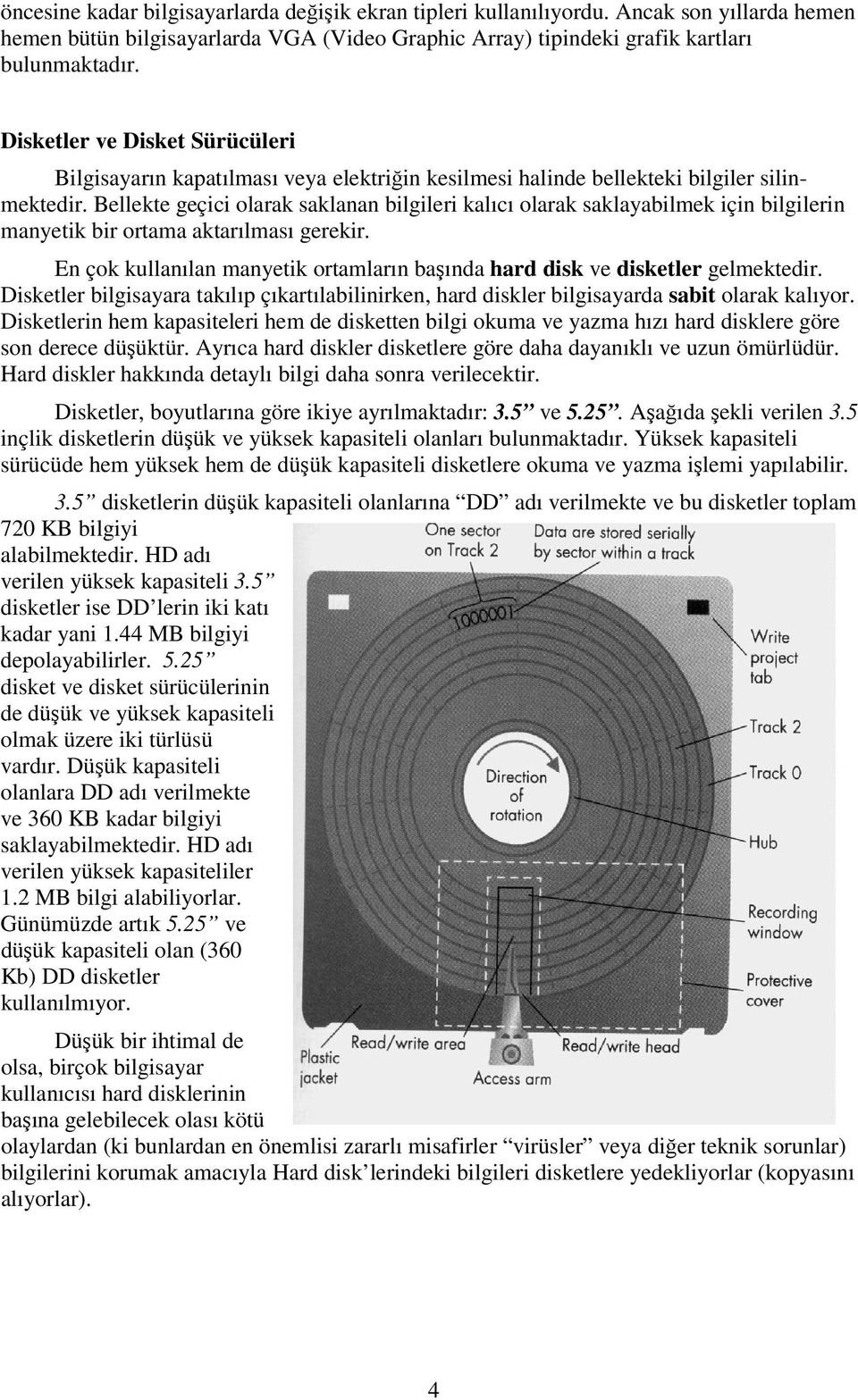 Bellekte geçici olarak saklanan bilgileri kalıcı olarak saklayabilmek için bilgilerin manyetik bir ortama aktarılması gerekir.