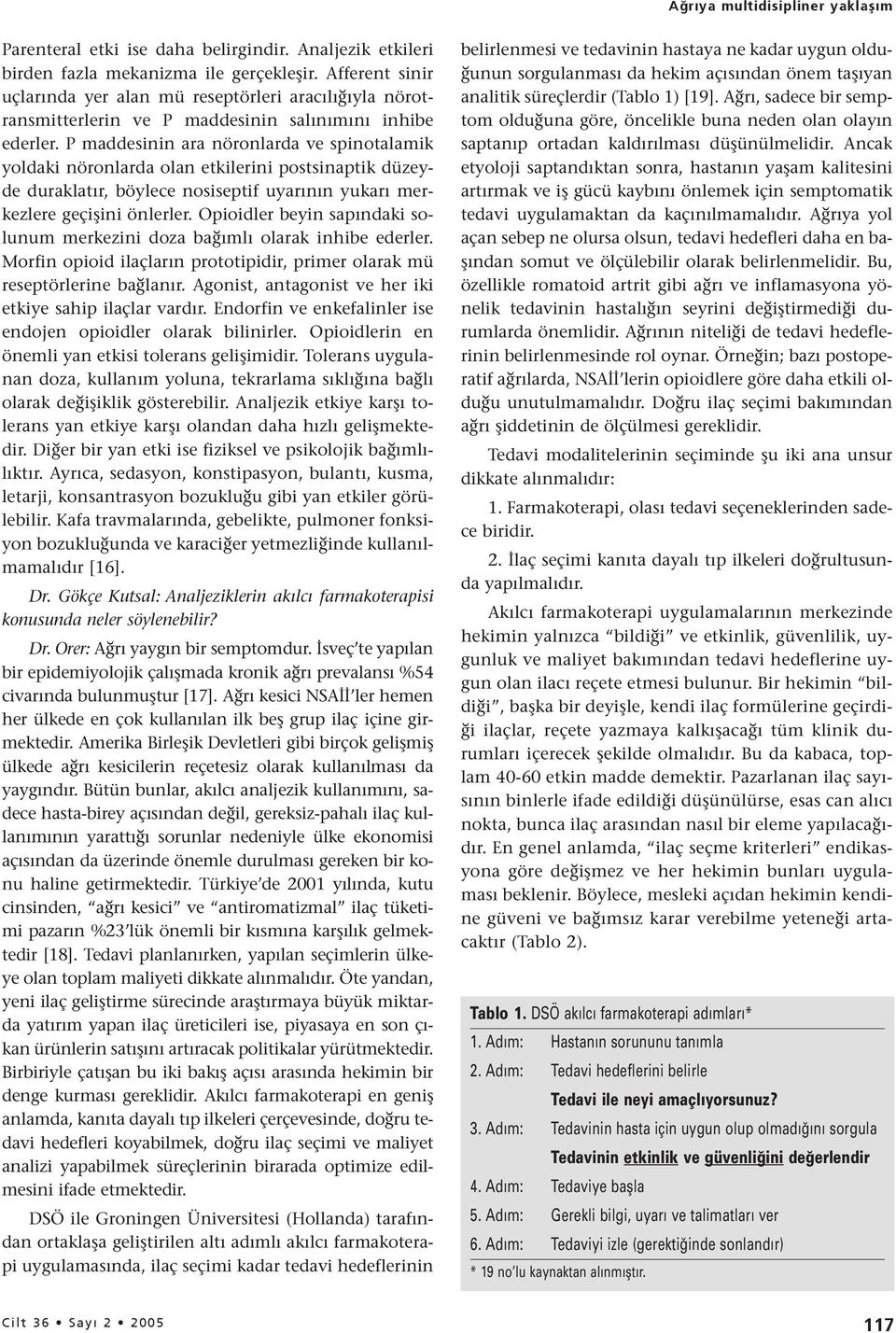 P maddesinin ara nöronlarda ve spinotalamik yoldaki nöronlarda olan etkilerini postsinaptik düzeyde duraklatır, böylece nosiseptif uyarının yukarı merkezlere geçişini önlerler.