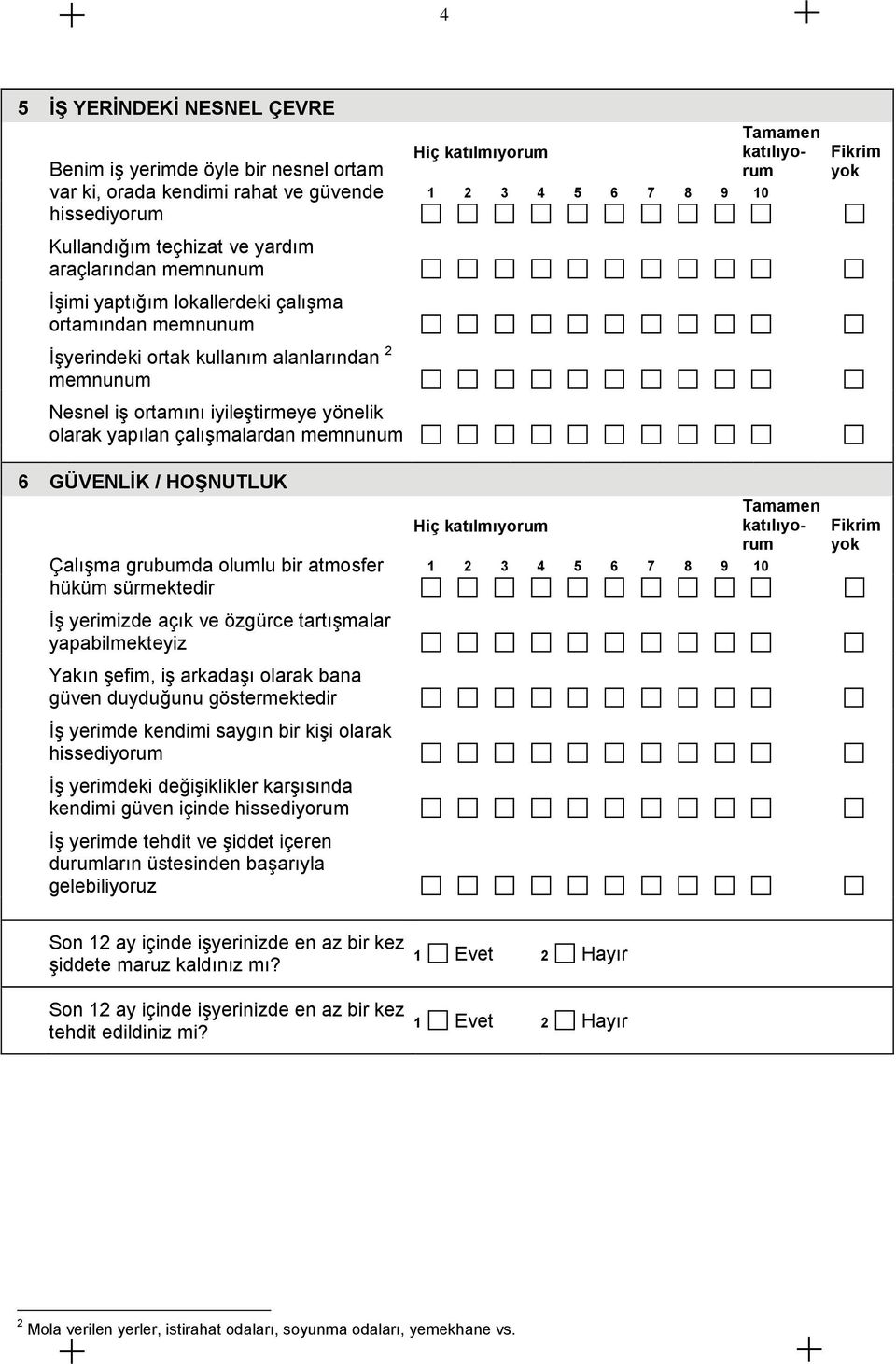 Çalışma grubumda olumlu bir atmosfer hüküm sürmektedir İş yerimizde açık ve özgürce tartışmalar yapabilmekteyiz Yakın şefim, iş arkadaşı olarak bana güven duyduğunu göstermektedir İş yerimde kendimi