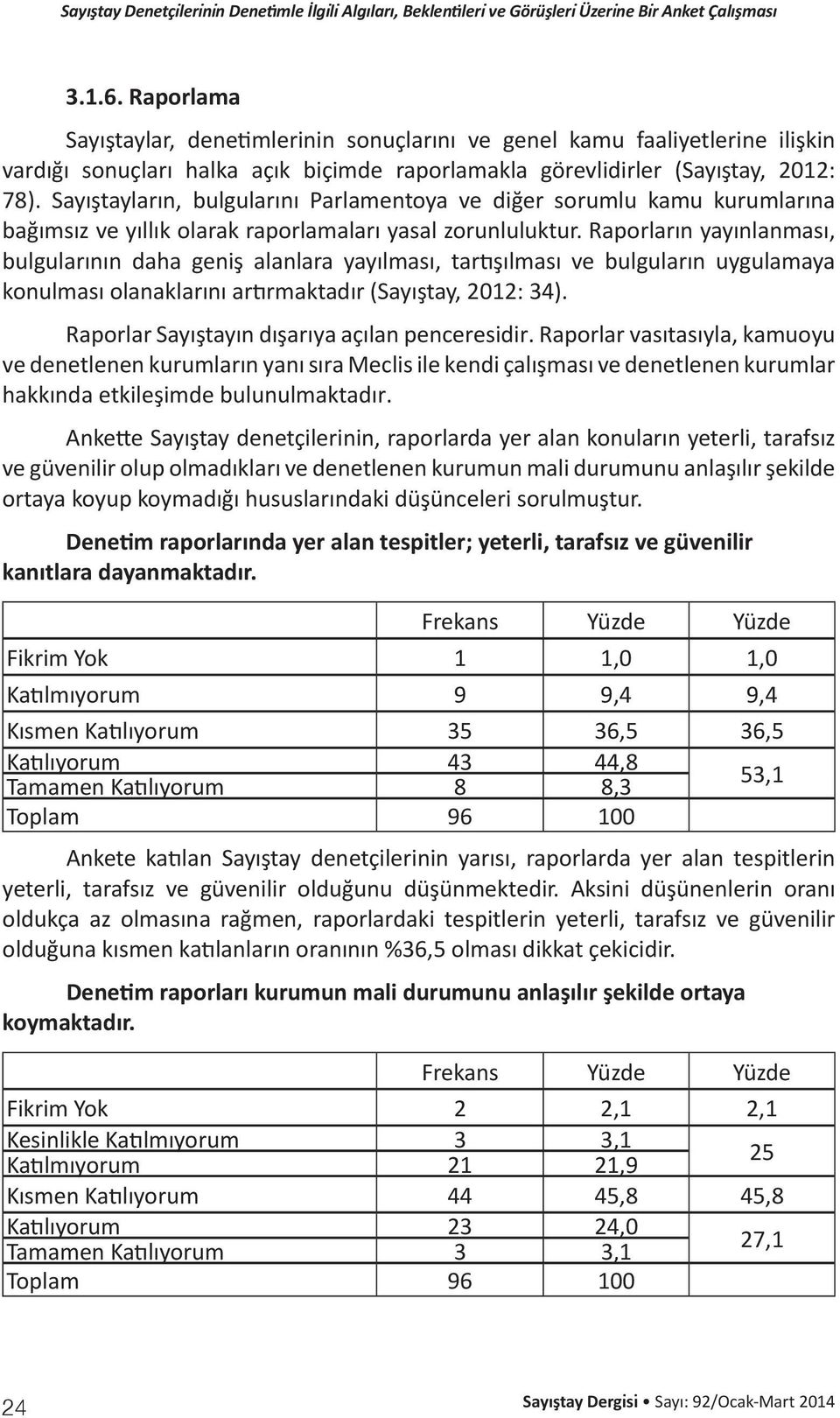 Raporların yayınlanması, bulgularının daha geniş alanlara yayılması, tartışılması ve bulguların uygulamaya konulması olanaklarını artırmaktadır (Sayıştay, 2012: 34).