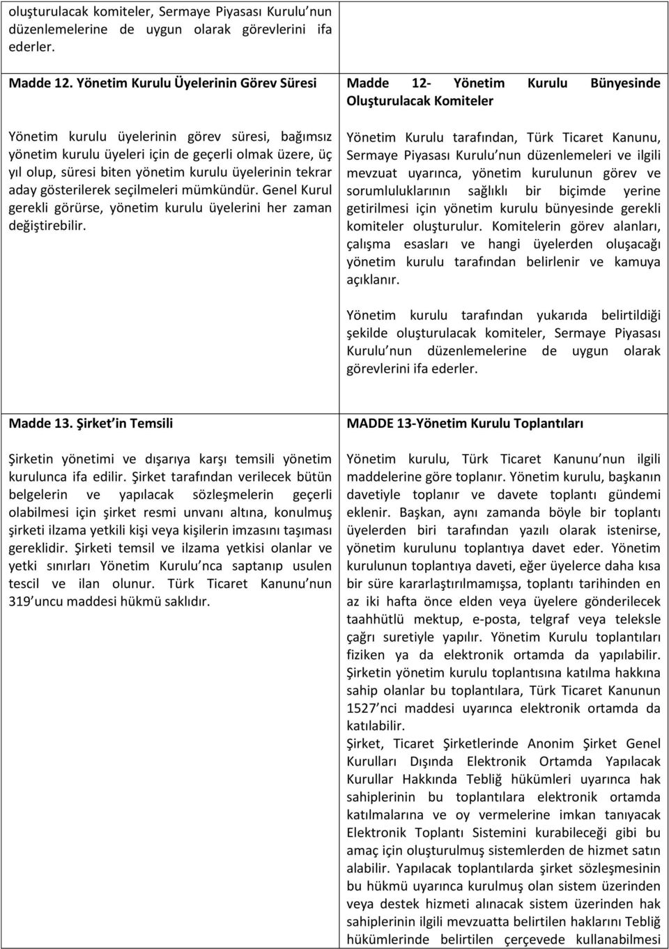 aday gösterilerek seçilmeleri mümkündür. Genel Kurul gerekli görürse, yönetim kurulu üyelerini her zaman değiştirebilir.