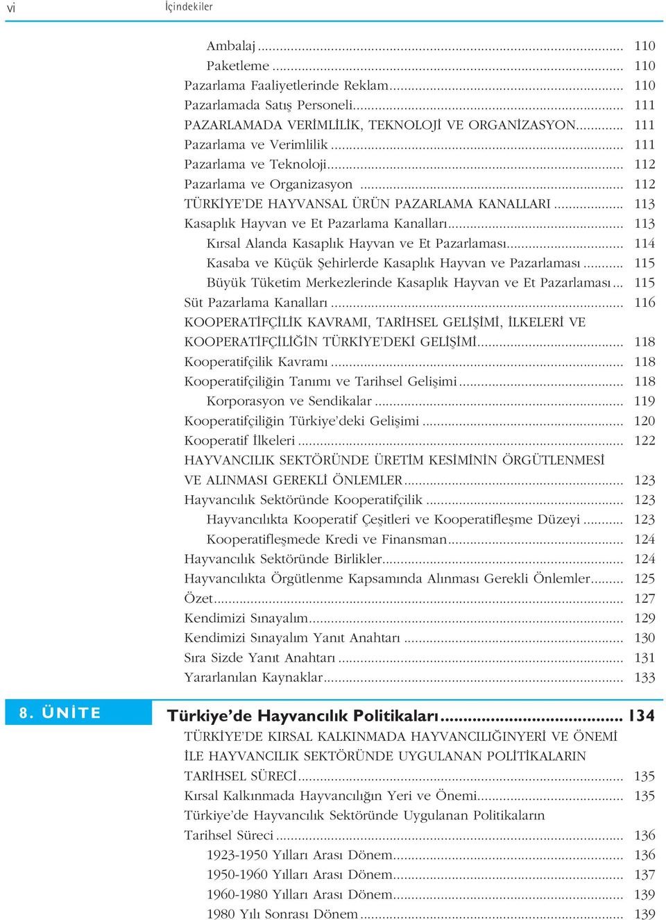 .. 113 K rsal Alanda Kasapl k Hayvan ve Et Pazarlamas... 114 Kasaba ve Küçük fiehirlerde Kasapl k Hayvan ve Pazarlamas... 115 Büyük Tüketim Merkezlerinde Kasapl k Hayvan ve Et Pazarlamas.