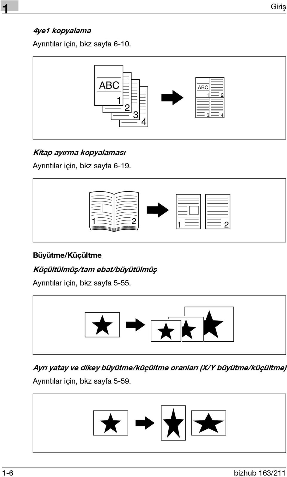 1 2 1 2 Büyütme/Küçültme Küçültülmüş/tam ebat/büyütülmüş Ayrıntılar için, bkz sayfa