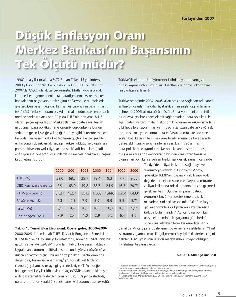 Mutlak doğru olarak kabul edilen egemen neoliberal paradigmanõn aksine, merkez bankalarõnõn başarõlarõnõn tek ölçütü enflasyon ile mücadelede gösterdikleri başarõ değildir.