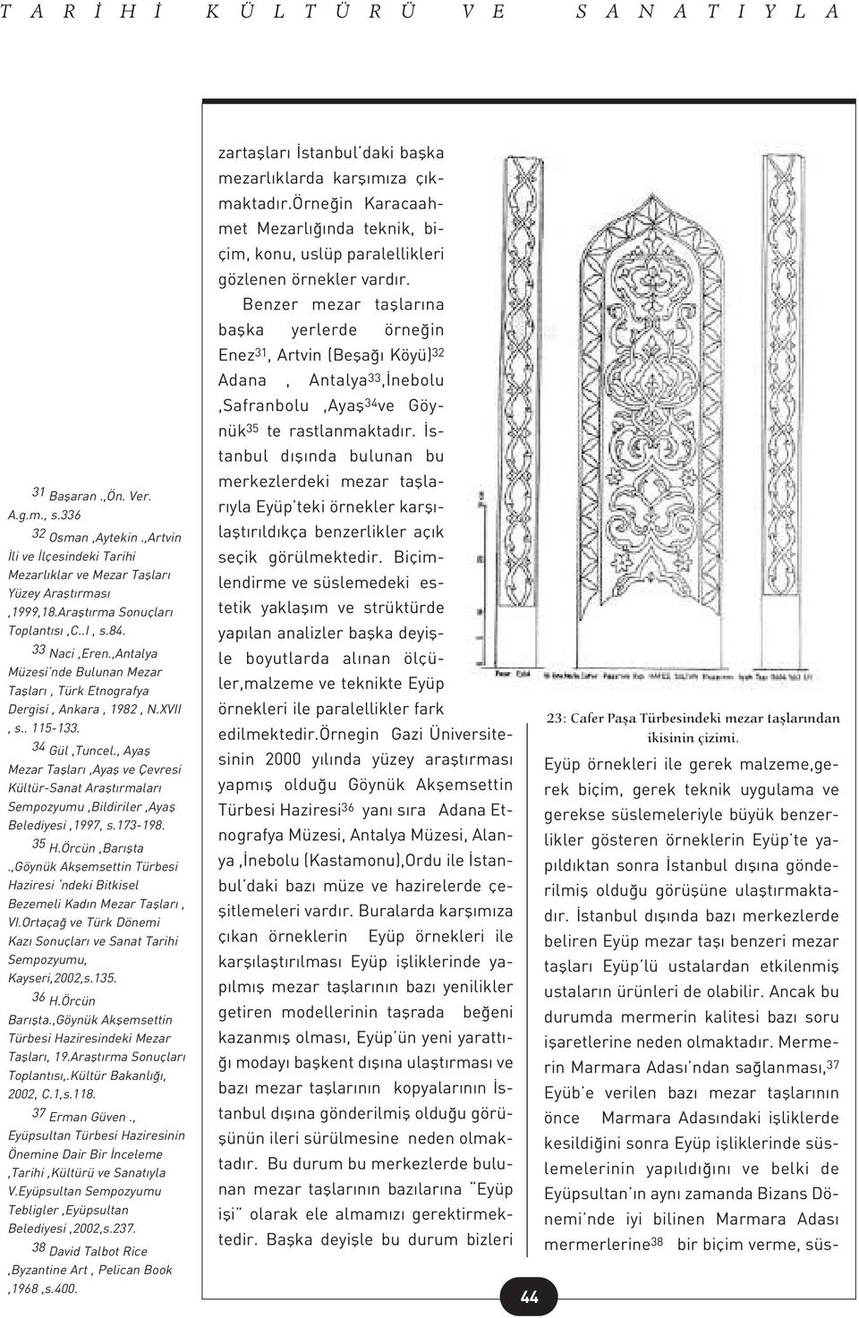 , Ayafl Mezar Tafllar,Ayafl ve Çevresi Kültür-Sanat Araflt rmalar Sempozyumu,Bildiriler,Ayafl Belediyesi,1997, s.173-198. 35 H.Örcün,Bar flta.