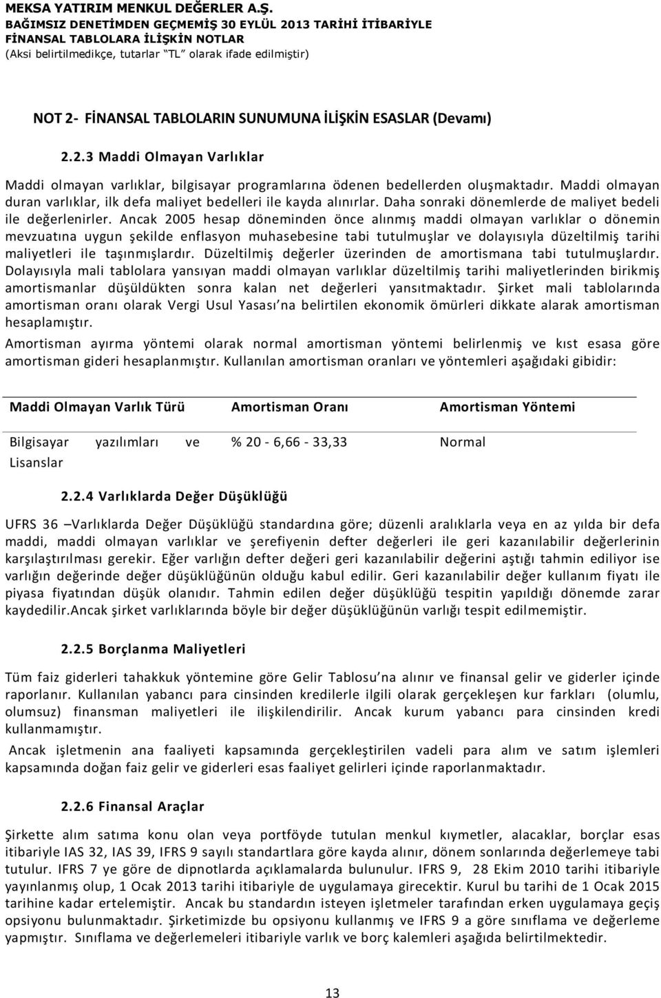 Ancak 2005 hesap döneminden önce alınmış maddi olmayan varlıklar o dönemin mevzuatına uygun şekilde enflasyon muhasebesine tabi tutulmuşlar ve dolayısıyla düzeltilmiş tarihi maliyetleri ile