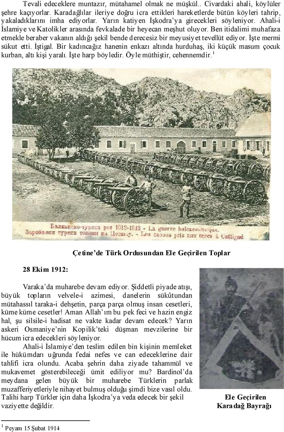 Ahali-i İslamiye ve Katolikler arasında fevkalade bir heyecan meşhut oluyor. Ben itidalimi muhafaza etmekle beraber vakanın aldığı şekil bende derecesiz bir meyusiyet tevellüt ediyor.