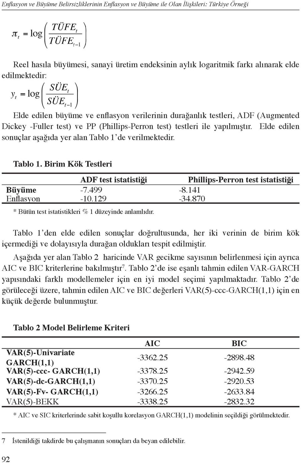 Çalı ma, aylık Türkiye verileri ile 1986:6-2007:1 dönemini kapsamaktadır.