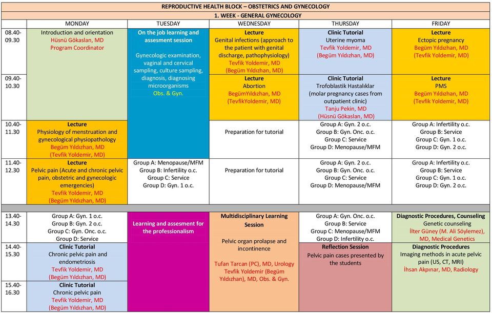 Begüm Yıldızhan, MD () Pelvic pain (Acute and chronic pelvic pain, obstetric and gynecologic emergencies) On the job learning and assesment session Gynecologic examination, vaginal and cervical