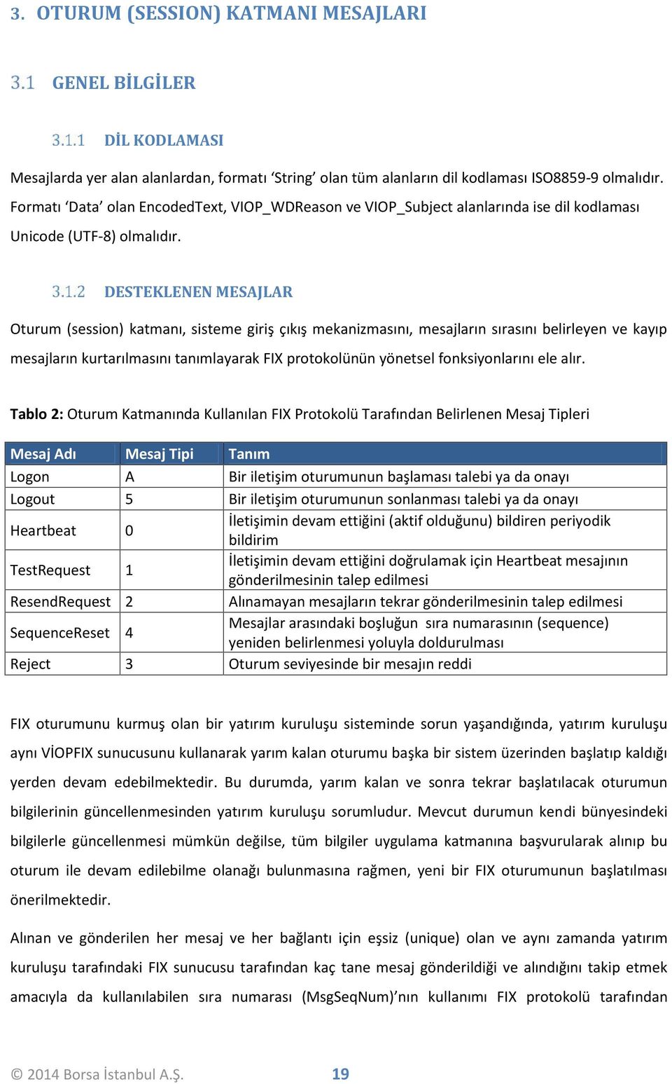 DSTKLNN MSAJLAR Oturum (session) katmanı, sisteme giriş çıkış mekanizmasını, mesajların sırasını belirleyen ve kayıp mesajların kurtarılmasını tanımlayarak FIX protokolünün yönetsel fonksiyonlarını