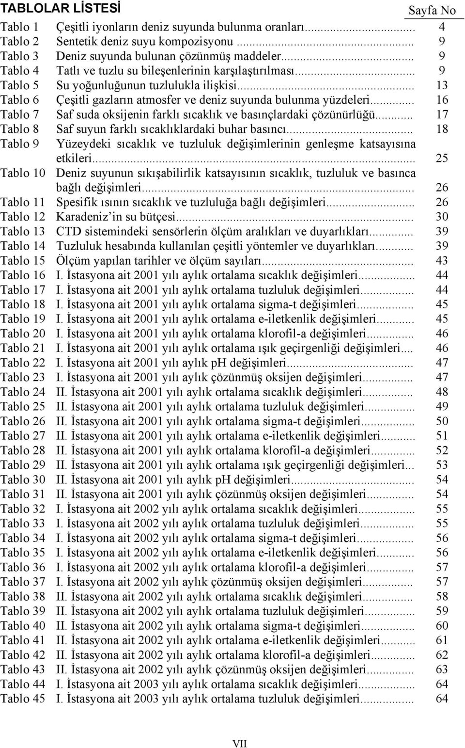 .. 16 Tablo 7 Saf suda oksijenin farklı sıcaklık ve basınçlardaki çözünürlüğü... 17 Tablo 8 Saf suyun farklı sıcaklıklardaki buhar basıncı.