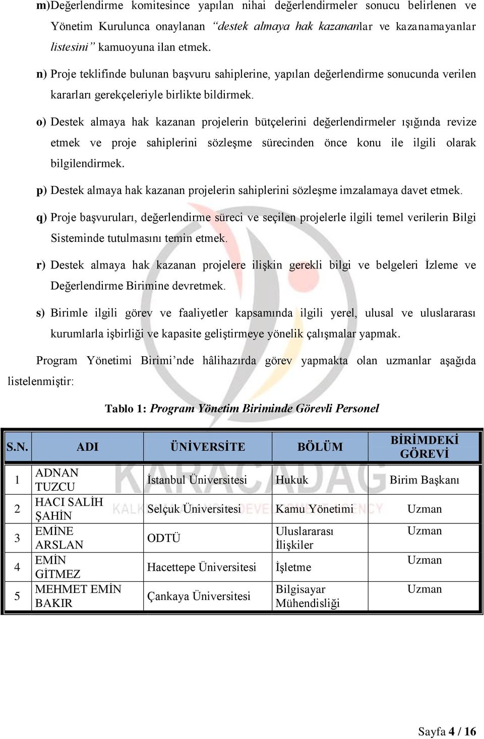 o) Destek almaya hak kazanan projelerin bütçelerini değerlendirmeler ışığında revize etmek ve proje sahiplerini sözleşme sürecinden önce konu ile ilgili olarak bilgilendirmek.