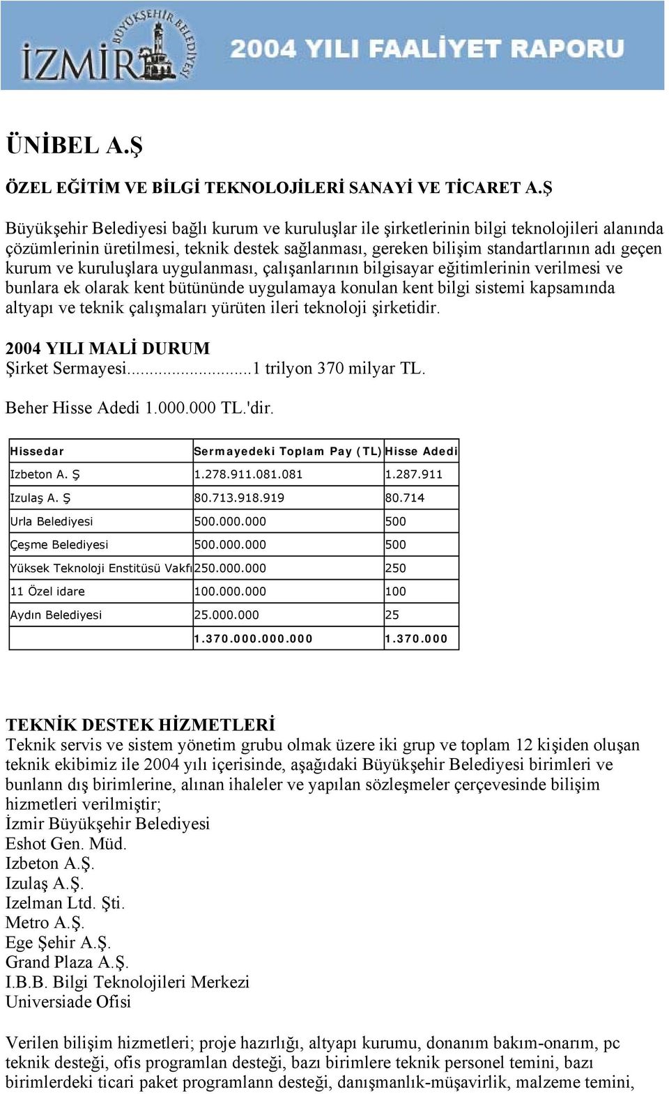 kuruluşlara uygulanması, çalışanlarının bilgisayar eğitimlerinin verilmesi ve bunlara ek olarak kent bütününde uygulamaya konulan kent bilgi sistemi kapsamında altyapı ve teknik çalışmaları yürüten