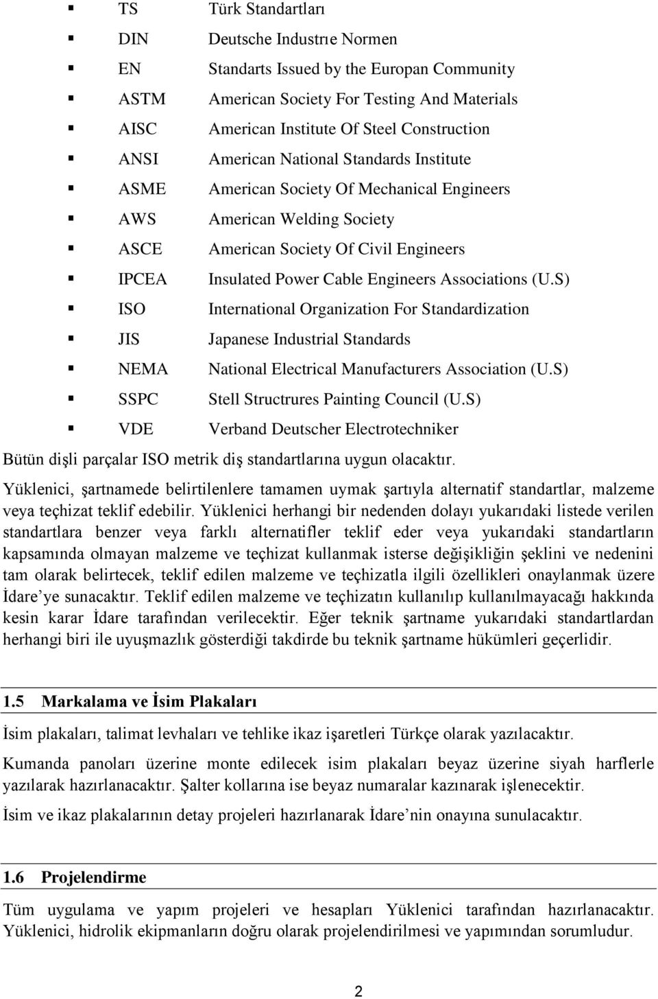 Associations (U.S) ISO International Organization For Standardization JIS Japanese Industrial Standards NEMA National Electrical Manufacturers Association (U.