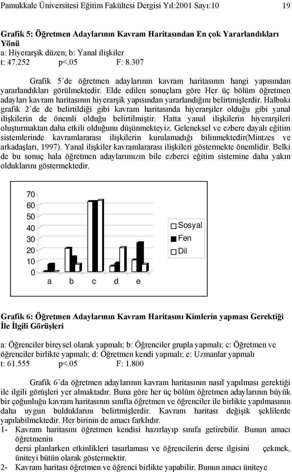 Elde edilen sonuçlara göre Her üç bölüm öğretmen adayları kavram haritasının hiyerarşik yapısından yararlandığını belirtmişlerdir.