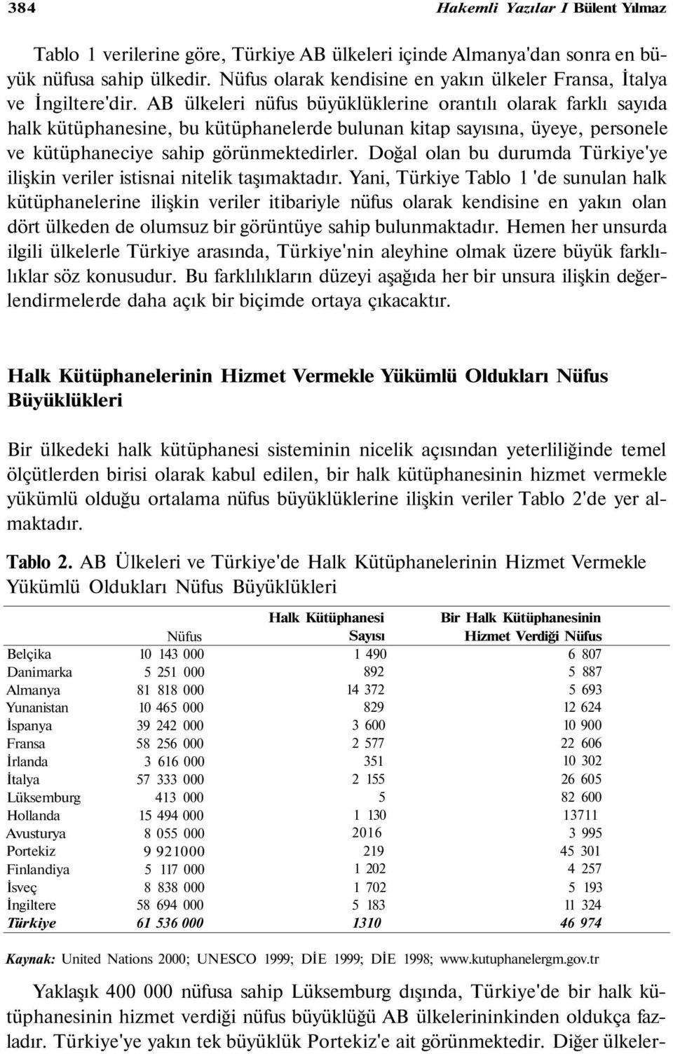 Doğal olan bu durumda Türkiye'ye ilişkin veriler istisnai nitelik taşımaktadır.