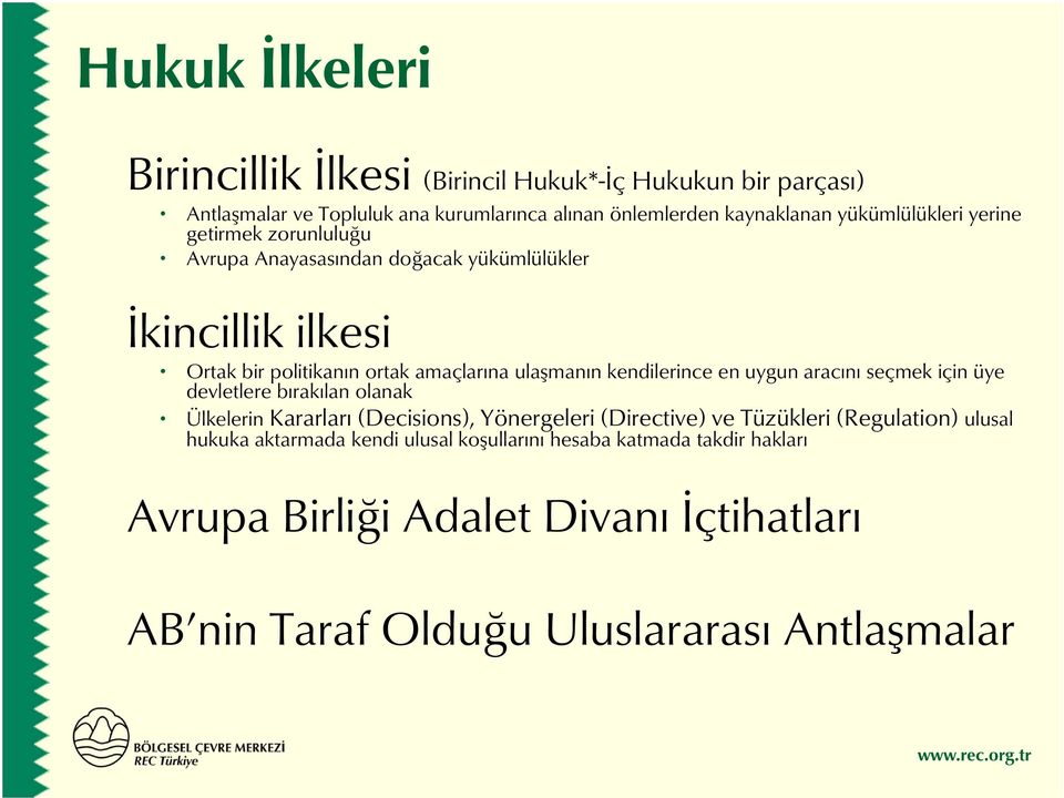 kendilerince en uygun aracını seçmek için üye devletlere bırakılan olanak Ülkelerin Kararları (Decisions), Yönergeleri (Directive) ve Tüzükleri