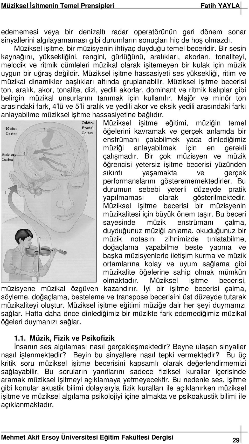 Bir sesin kaynaını, yüksekliini, rengini, gürlüünü, aralıkları, akorları, tonaliteyi, melodik ve ritmik cümleleri müzikal olarak iitemeyen bir kulak için müzik uygun bir ura deildir.