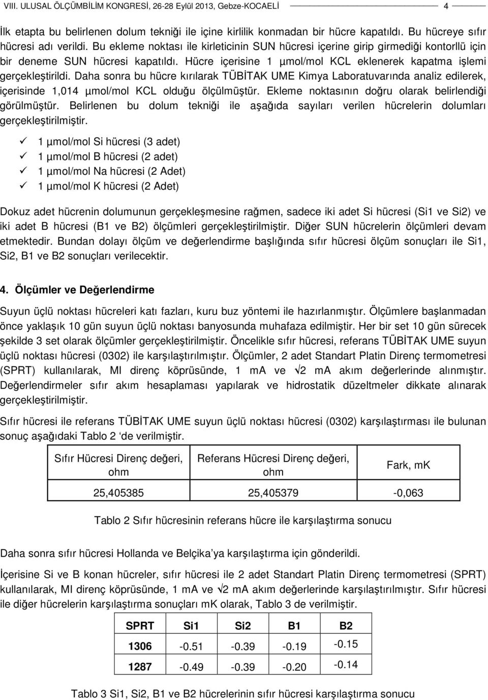 Daha sonra bu hücre kırılarak TÜBİTAK UME Kimya Laboratuvarında analiz edilerek, içerisinde 1,014 µmol/mol KCL olduğu ölçülmüştür. Ekleme noktasının doğru olarak belirlendiği görülmüştür.