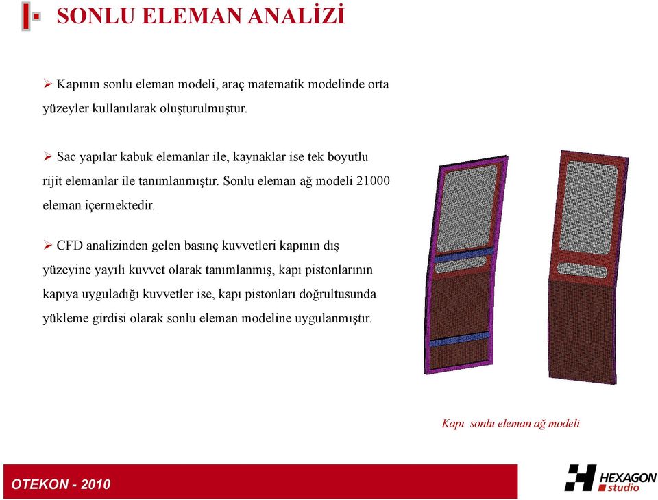 Sonlu eleman ağ modeli 21000 eleman içermektedir.