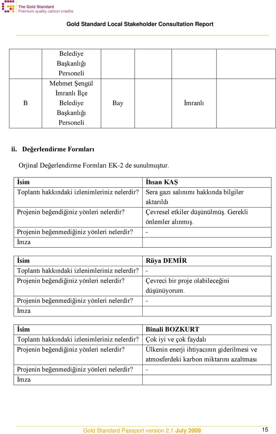 Gerekli önlemler alınmış. Projenin beğenmediğiniz yönleri nelerdir? - İmza İsim Rüya DEMİR Toplantı hakkındaki izlenimleriniz nelerdir? - Projenin beğendiğiniz yönleri nelerdir?